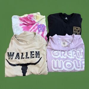 BUNDLE Four (4) WOMENS Sweatshirts Disney, Wallen, Great Wolf Lodge Fair/Good